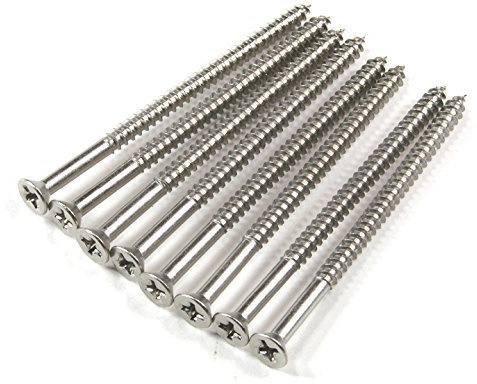 Long Wood Screws for Door Hinges & DIY Satin Nickel 9 x 3 Inch 24-Pack
