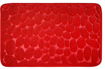WohnDirect Badezimmerteppich mit Memory Foam - Rutschfester Badteppich - Badematte waschbar & schnelltrocknend auch ideal als Duschvorleger - Badvorleger 50 x 80 cm - Rot