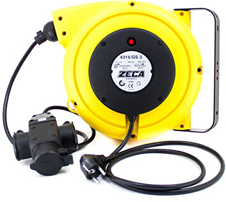 AVVOLGICAVO ANTIURTO PROLUNGA 15 m ZECA 4315/GS 3 con 3 PRESE e SPINA SCHUKO