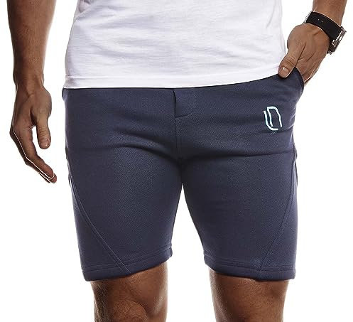 Leif Nelson Herren Jogging Shorts Kurze Trainingshose Sporthose Slim Fit Männer Kurze Fitnesshose Jogginghose Fitness-Short für Training Sport Bodybuilding LN8329 XL D.Blau-Türkis