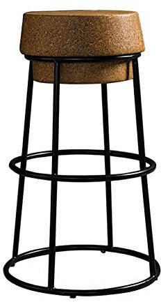 65cm / 75cm Barhocker Cork Stopper Runder Sitz Hoher Hocker Champagner Eisen Kunst Theke Stuhl mit Fußstütze Cafe Küche Esszimmer Möbel - 250kg Kapazität