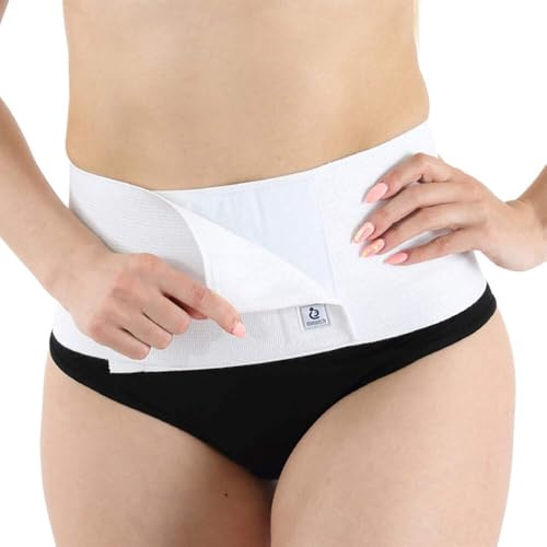 MYSANITY Justerbart lågt pannband i bomull för postpartum – magstöd och bekväm återhämtning, Vit, LXL