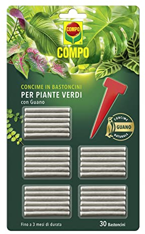 COMPO Concime in Bastoncini per Piante Verdi, Con Guano, 30 Bastoncini (27 g)