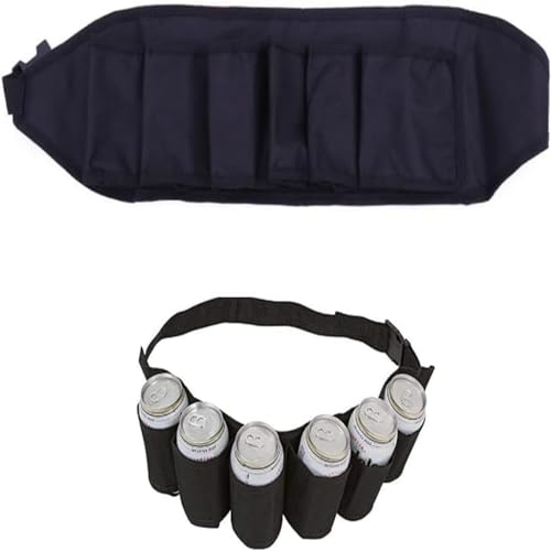 VOBOR 6 Pack Beer Belts, Portable Beer Can Belt Holster Beer Waist Bag, Adjustable Beer Belt Holder for Party Outdoor Mountaineering Camping Hiking