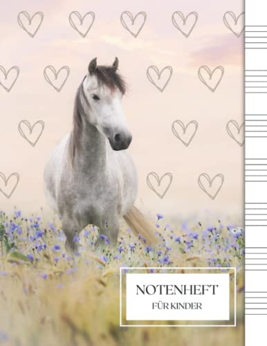 Notenheft für Kinder: 100 Seiten, große Linien - Notenbuch für den Musik-Unterricht, Hausaufgaben, Anfänger: Blanko Musikheft, Musiktheorie- Notenheft ... für Reiter, Pferdeliebhaber und Besitzer