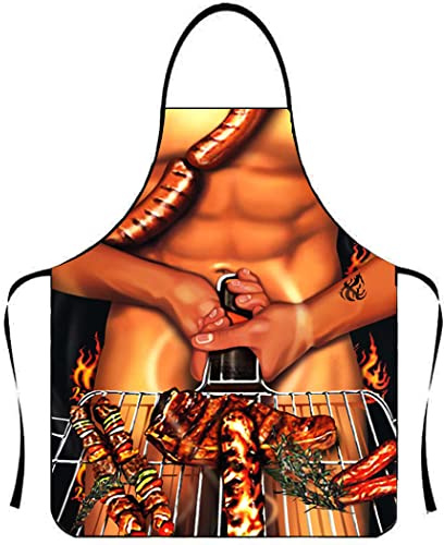 Anzhee Sexy Schürze Kreative Kochschürze Küchenschürze BBQ Grillschürze Lustige Männer Motiv Schürze für Männer Frauen Party Kostüm Lustige Schürze für Freund Frauen Männer Neuheit Lustige Schürze