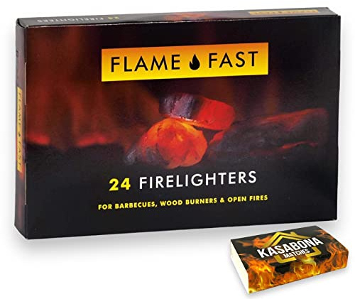 Flamefast Firelighters Bulk Pack Fire Starters with Safety Matches – 24 Firelighters