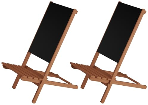 Erst-Holz Wikingerstuhl-Set Lagerfeuerstuhl Anglerstuhl Strandstuhl Partystuhl Stofffarbe schwarz V-10-365