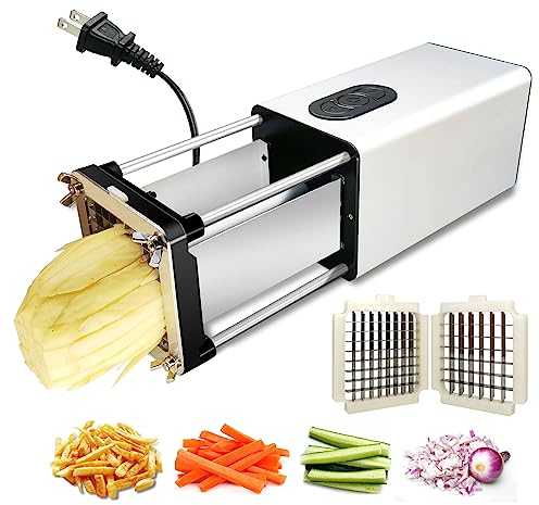 Electric French Fry Cutter, French Fry Cutter Stainless Steel with 1/2 & 3/8 Inch Blade, Professional Commercial and Household Potato Slicer, use for Potatoes, Carrots, Apples