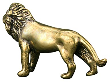 BESPORTBLE Löwenornament Aus Messinghandwerk Löwenfigur Kleiner Löwendekor Flache Unterseite Filigraner Look