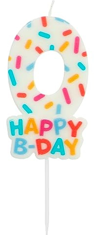 Folat Numéro Cozy Sprinkles Chiffre 0-7 cm-Bougies décoration de D'anniversaire, Happy Birthday, Anniversaires, Gâteau de Mariage, 24110, Multicolore