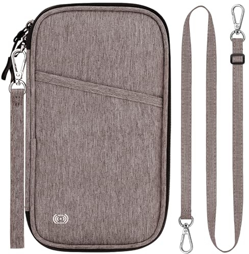 ENONEO Wasserdicht Reisepass Tasche Familie Reisepass Brieftasche RFID Reisepass Etui Reisepasshülle Groß Ausweistasche Reiseorganizer Dokumente,für 8-10 Pässe Flugticket Kreditkarte (Khakifarbe)