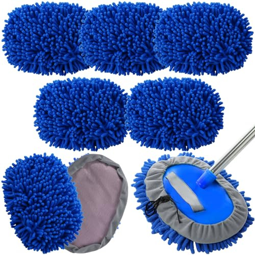 Layhit 5 Pcs Car Wash Mitt Set, Brush Not Included, Royal Blue