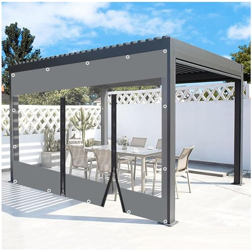 Outdoor Vorhänge, Transparente Planen Seitenwände Mit Reissverschluss, Durchsichtige Planenvorhänge Mit Ösen, Schwerlast wasserdichte Abdeckplane Für Pergola Veranda Carport,WxH-6x2.2m/19.7 * 7.2ft