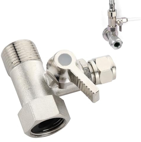 Válvula de Cierre Adaptador en T de Latón 3/8 x 3/8 x 1/4, Conector de 3 Vías Resistente a Corrosión, Adaptador de Conexión de Agua Multifuncional para Diversos Dispositivos
