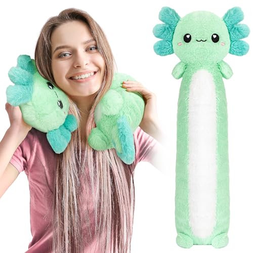 Axolotl Unscented 2Lbs Heating Pad for Neck Shoulders and Back Wrap Microwavable, Heatable 22.5 Cute Warm Stuffed Animals Neck Warmer - Axolotl Gifts for Women Girls and Kids