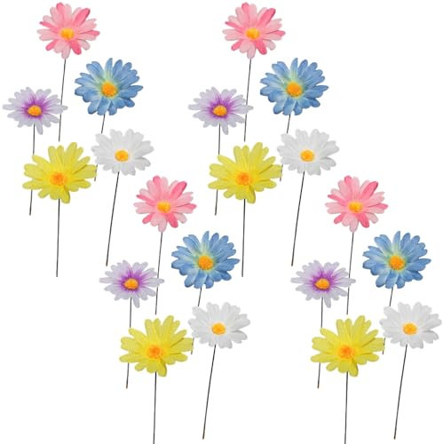 DAGLLGEW Ornements De Jardin en MéTal 20 Pcs Fleurs MéTalliques pour Jardin Maraicule ColoréE Jardin Enjeux DéCoratif Art Art RéAliste DéCoration De Jardin RéAliste pour Pelouse Patio ArrièRe-Cour