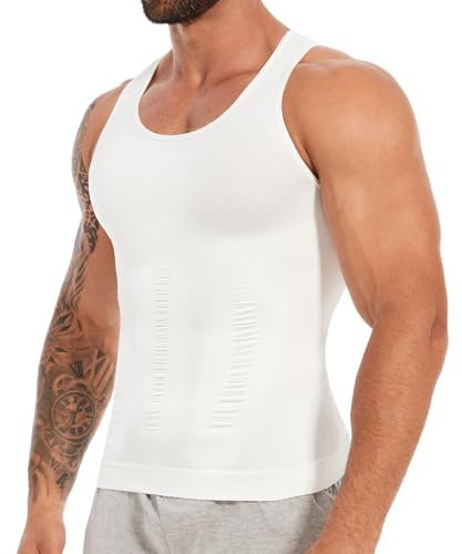 SLIMBELLE Compression Vest Men Elastic Slimming Waist Trainer Tummy Control Base Layer Undershirts Compression top Shapewear Body Shaper for Men