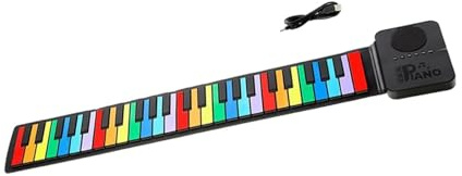 rockible Tastiera per Pianoforte Arrotolabile a 37 Tasti, Tastiera per Pianoforte Elettrico a Rotazione Manuale, Tastiera per Pianoforte Elettrico Pieghevole D