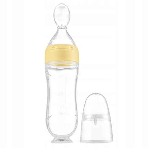 Kidnort Bottiglia in silicone con cucchiaio, 90 ml, trasparente (Salvatore Sommar)