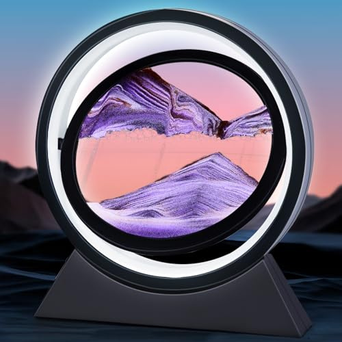 Ulikey Cadre Sable Mouvant, 3D Sablier Decoratif avec Veilleuse LED, Image de Sable Dynamique Peinture de Sable Qui Coule, pour Adultes la Décoration Bureau à Domicile (Lilas)