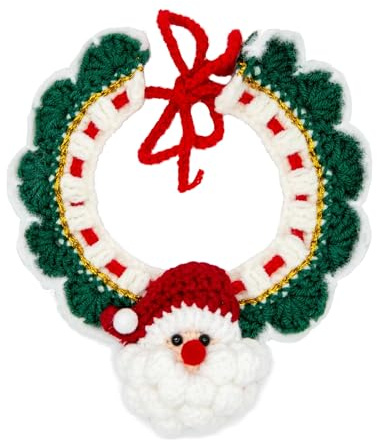 Kybelehoo Katzenhalsband Weihnachten Gestrickt, Katzenschal Gestrickt | Verstellbar, Weich und Niedlich, Katzen Weihnachtskostüm für Weihnachtsdekoration – Weihnachtsmann
