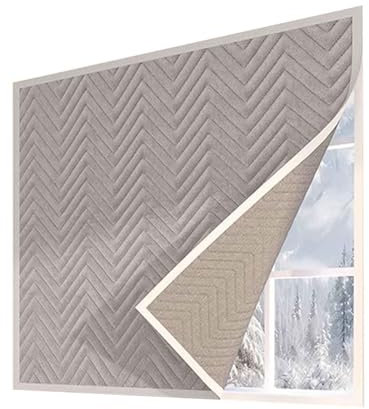 RTTZBOZ Rideau de Fenêtre à Isolation Thermique, Isolation de Fenêtre pour l'hiver, Rideaux en Coton Coupe, Kit D'isolation de Fenêtre Intérieure(Gray,180 * 150cm/71 * 59in)