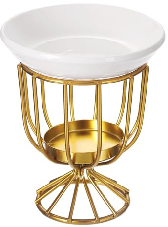 sourcing map Photophore en métal pour bougie chauffe-plat, verre à vin et céramique, brûleur d'huile, chauffe-cire, diffuseur d'arômes, décoration d'intérieur, doré