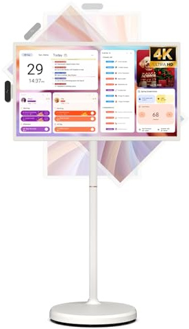ApoloSign 32 inch UHD 4K Smart Portable TV Gen2, 16G +256G Storage, Android 15 OS, 15000mAh, Rolling TV on Wheels with Rotatable Touch Screen, Built-in Battery, Full Swivel Rotation, Voice Remote