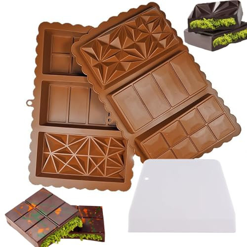 HOJKOUD Stampi Cioccolatini, Stampo Per Cioccolato Dubai, Stampi per Cioccolatini 3 in 1, Antiaderenti Stampo per Cioccolatino in Silicone. (2 Pezzi)