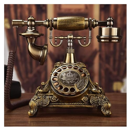 RUHEN Teléfono con Cable Retro Teléfono con Cable de Disco Giratorio clásico Teléfono de Escritorio Antiguo