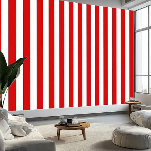 3D Photo Murale Texture Rayures Rouges et Blanches Papier Peint Personnalisé, pour Salon et Chambre Rouge Blanc Murales, Fresque Home Decor 350 x 256 cm (L x H) Peinture Fresque Fond d'écran d'affiche