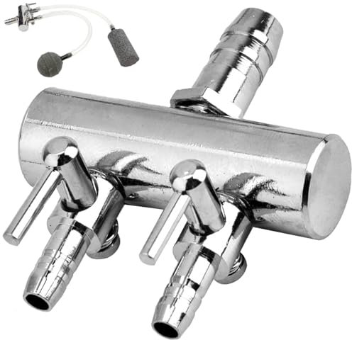 Pond Air Pump Manifold, Adjustable Aquarium Air Control Valves, Stainless Steel Fish Tank Airline Splitter, Air Control Valve for Aquarium, Fish Tank Air Pump Accessories(2 Way)