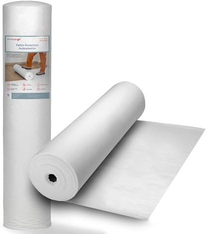 VanGuardX Protection de sol en feutre auto-adhésif | Couverture temporaire pour rénovation et peinture | Antidérapant et imperméable pour parquet, carrelage, grès | 1 x 10 m (160 gr)
