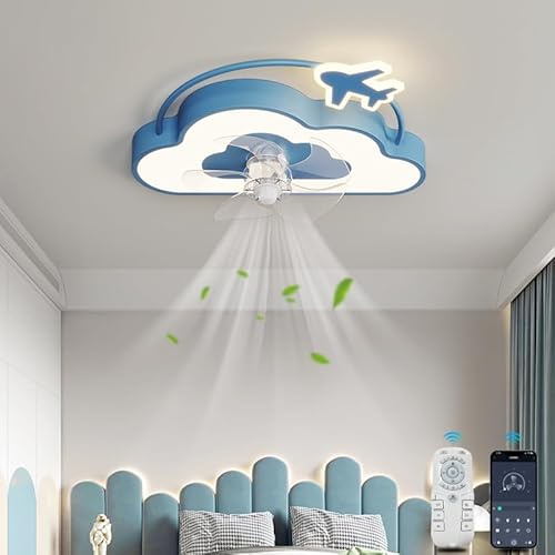 Lampara Ventilador Techo Dormitorio Infantil, Ventiladores De Techo Con Luz Silencioso 6 Velocidades Temporizador, Ventilador Techo Con Luz Y Mando A Distancia Regulable Para Habitación De Niños