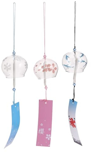 BESPORTBLE 3pezzi Campanelli Eolici in Vetro Dipinti Pendenza Ornamentale Per Patio Casa Decorazioni Esterne