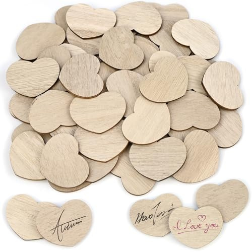 NISENTIA 50 Stück Holzherzen zum Beschriften, 4.2cm Holzherzen Deko, Holz Herzen Deko Hochzeit Streudeko für Vintage Holzdeko DIY Handwerk Basteln Tischdekoration Geburtstag Weihnachten