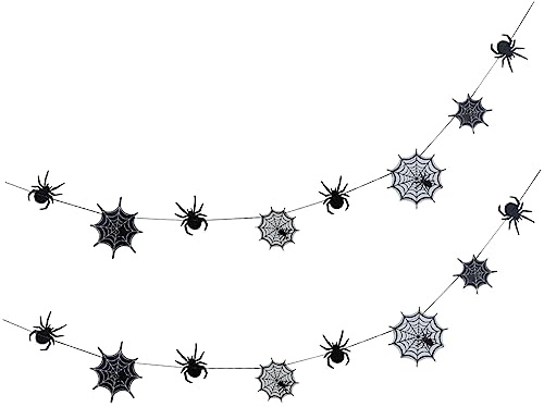 Cabilock 2 Piezas Guirnalda Telaraña con Arañas Decoración Colgante para Fiesta Halloween Hogar Jardín