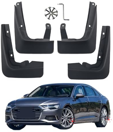 HIBEYO Parafango auto compatibile con Audi A6 C8 Base 2019 – 2025, paraspruzzi parafanghi anteriore e posteriore, non necessita di foratura, durevole accessorio per auto