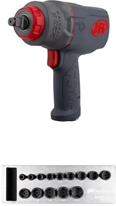 Ingersoll Rand 2236QTIMAX Druckluft-Schlagschrauber, 1/2 Zoll, 2034Nm Losbrechmoment, Max 1220Nm Drehmoment, Drive Xchange System mit DXS2 Sechskantantrieb SAE Imperial Schlagstecknuss Satz, 14-teilig