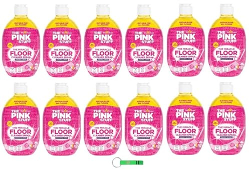 12x The Pink Stuff Bodenreiniger/The Miracle Floor Cleaner Spray | Squirt & Mop/Schnelltrocknende Formel | Kein Wasser erforderlich 750ml + Beni Culinari Kostenloser Schlüsselanhänger