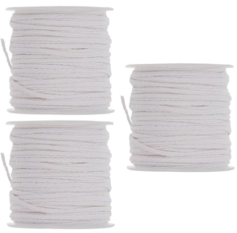 Gatuida 3 Rollos mechas de de algodón Mecha de antorcha Tiki para Velas de Cera Cordón de algodón para Manualidades para Vela White