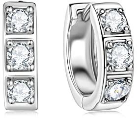 HLTYGWX Moissanite Hoop da Uomo, Creato in Laboratorio con Diamante Nero in Argento Sterling 925 da 4,5 mm da Uomo, Placcato in Oro Bianco 18 carati, Anniversario, Gioielli di San per Uomo Marito