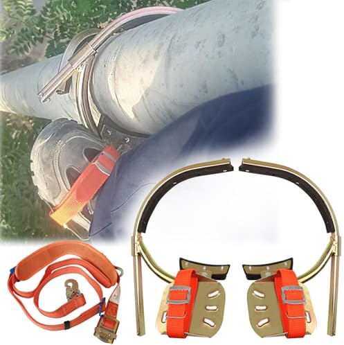 WAHHWF steigeisen baumklettern Outdoor Kletterschuhe für Pfähle Kohlenstoffstahl Pfahlwartung Ausrüstung für Pfahlkletterer Kletterspikes mit(6-10in)