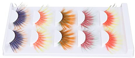 Picysa 5 Paires de Faux Cils Colorés et Bouclés pour Halloween, Noël avec de Longs Cils Progressifs, Plus Réels et Diversifiés, Adaptés à Différentes Formes D'yeux