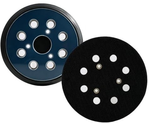 Juego de 2 almohadillas para lijadora excéntrica de 125 mm de grosor 11,5 mm con 8 orificios de eliminación de polvo, para lijadora orbital y varios modelos de herramientas eléctricas de bricolaje