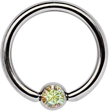 Titan Piercing Schmuck Klemm Ring BCR 1,6 mm mit Zirkonia Kugel