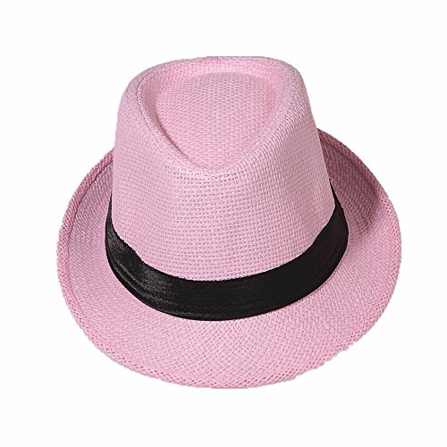 Miobo Strohhut, Fedora für Herren, Damen, Kinder, Trilby-Design, Sonnenschutz