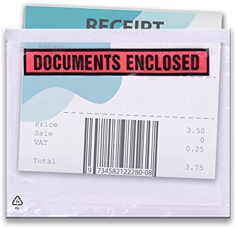 Triplast 5000 x A7 Printed Document Enclosed Wallet (95 x 125 mm) | Peel & Seal Clear Plastic Envelopes/Sleeves/Pockets/Wallets | Attach Invoices, Packing Lists & Delivery Notes to Parcels