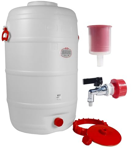 Graf Getränkefass Rund 120 Liter mit Messing Auslaufhahn 3/4 und Gärspund
